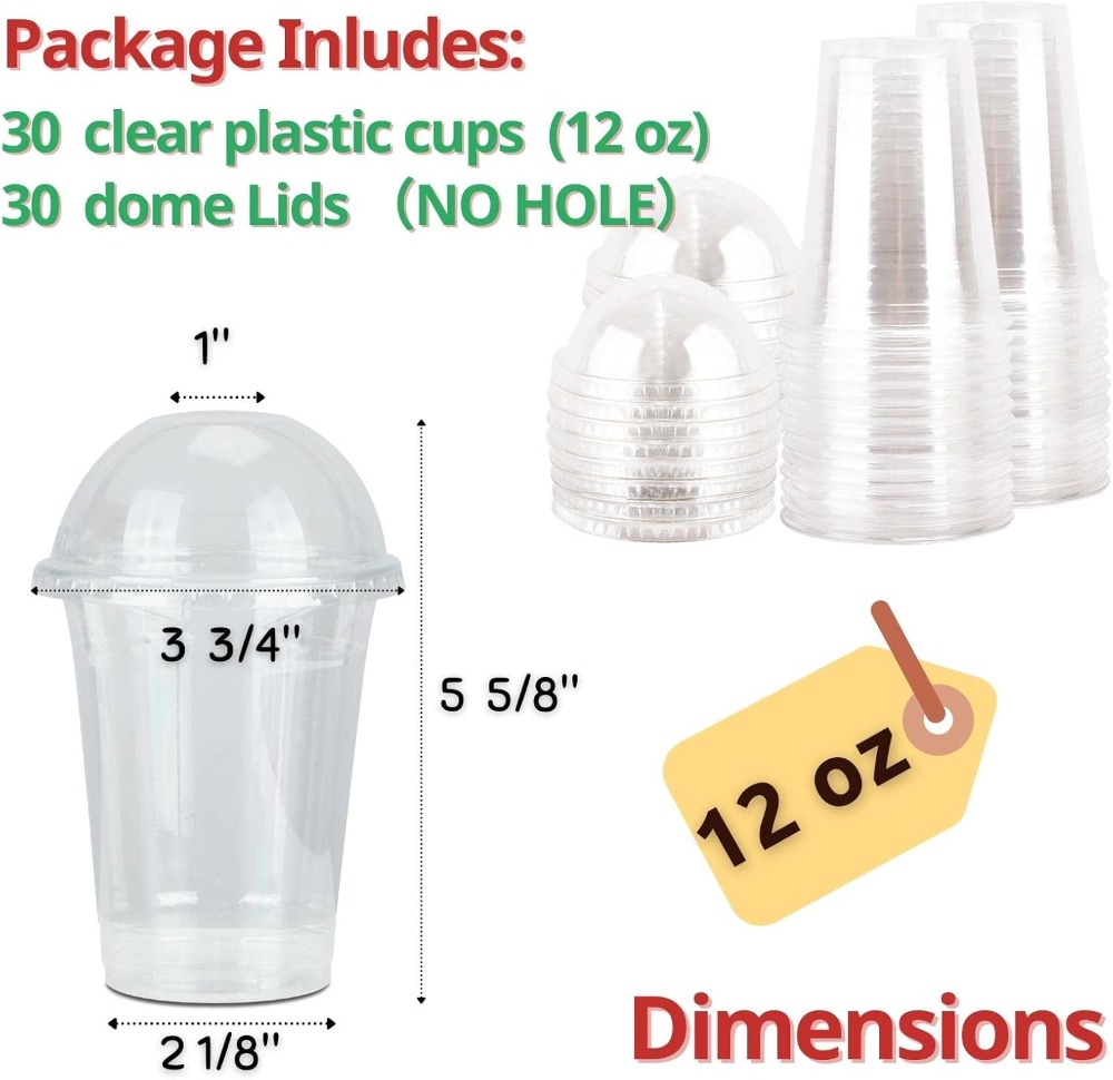 30 Sets 12 oz Clear Plastic Cu - Plastic Dome Clear ulasan dan harga